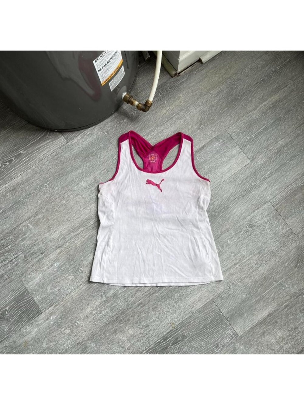 White / Pink Puma Y2K Athletic Tank Top (Fits Women’s M / L)